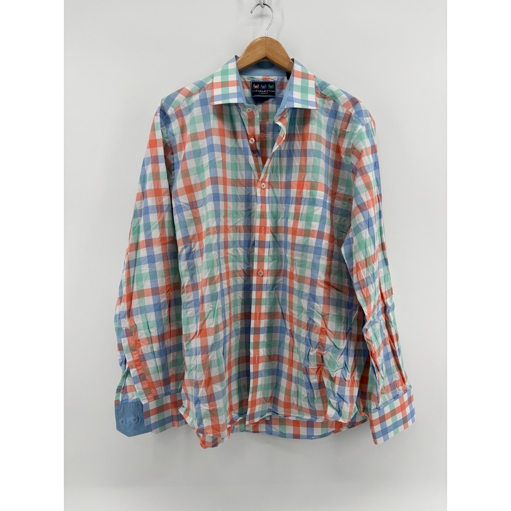 Charleston Threads Button Up Shirt Mens Multicolor Check Long Sleeve Cotton XL